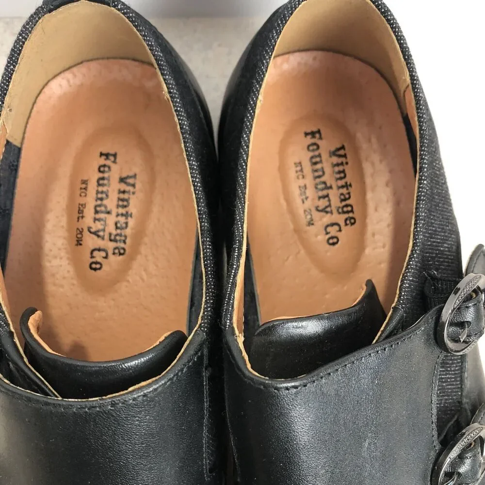VINTAGE FOUNDRY CO Men's Morgan Monk Strap Shoes Black Size 10 Dress‎ Shoe